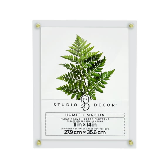 11" x 14" Clear Home Float Picture Frame by Studio Decor - Includes Pre-attached Hanging Hardware - Horizontal or Vertical Display - 1 Pack