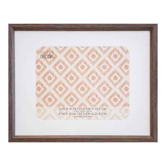 Studio Decor 11" x 14" Dark Brown Neutral Basic Dark Brown Picture Frame with Mat - Fold-out Easel Included, Horizontal or Vertical Display - 1 Pack