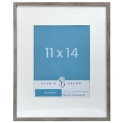 11" x 14" Gray Narrow Belmont Picture Frame with Mat by Studio Décor - Includes Pre-attached Hanging Hardware - Horizontal or Vertical Display - 1 Pack
