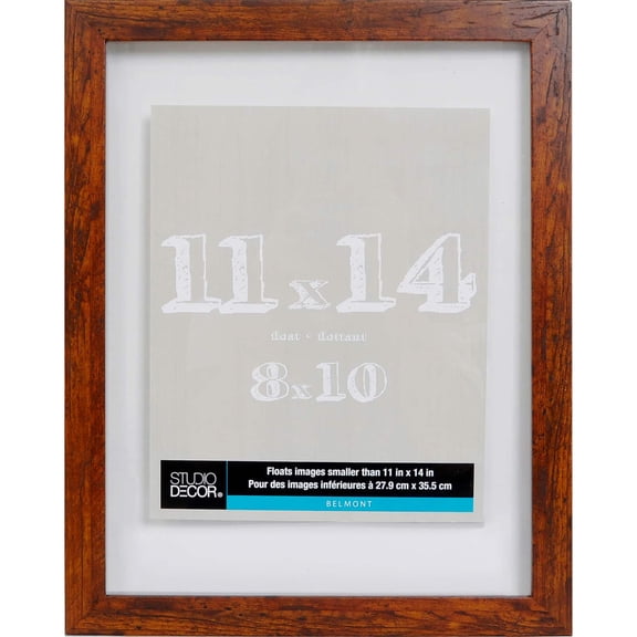 Studio Decor 11" x 14" Honey Belmont Float Picture Frame - Includes Pre-attached Hanging Hardware, Horizontal or Vertical Display - 1 Pack