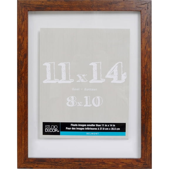 11" x 14" Honey Belmont Float Picture Frame by Studio Decor - Includes Pre-attached Hanging Hardware - Horizontal or Vertical Display - 1 Pack
