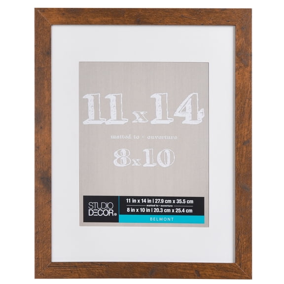 Studio Decor 11" x 14" Honey Belmont Picture Frame with 8" x 10" Mat - Pre-attached Hanging Hardware, Horizontal or Vertical Display - MDF, Bulk 8 Pack