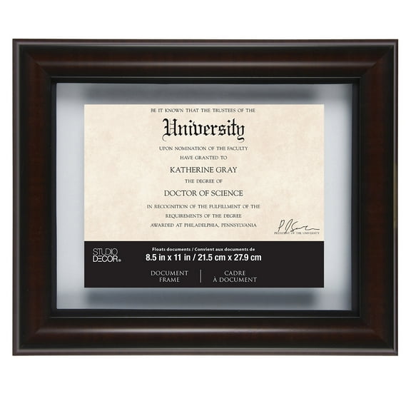 11" x 14" Mahogany & Black Document Float Frame by Studio Decor