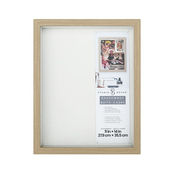 11" x 14" Natural Shadow Box Picture Frame by Studio Décor - Includes Pre-attached Hanging Hardware - Horizontal or Vertical Display - 1 Pack