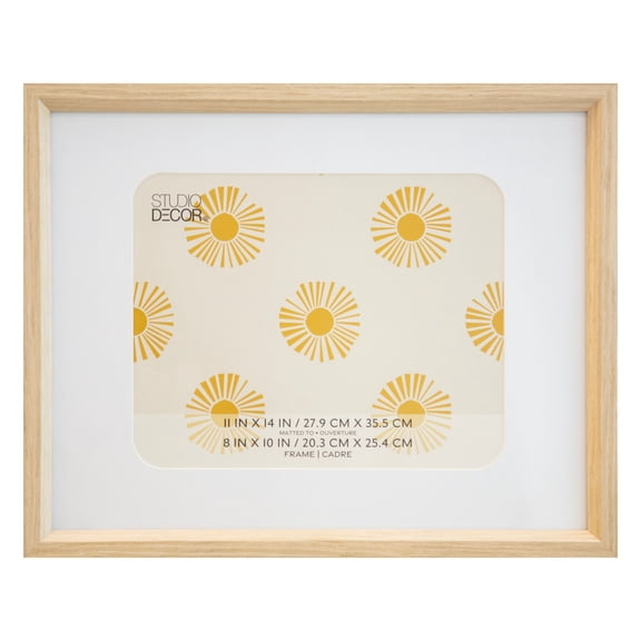 Studio Decor 11" x 14" Neutral Basic Light Beige Picture Frame with Mat - Fold-out Easel Included, Horizontal or Vertical Display - 1 Pack