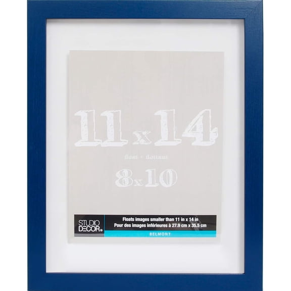 Studio Decor 11" x 14" Sapphire Blue Belmont Float Picture Frame - Includes Pre-attached Hanging Hardware, Horizontal or Vertical Display - 1 Pack