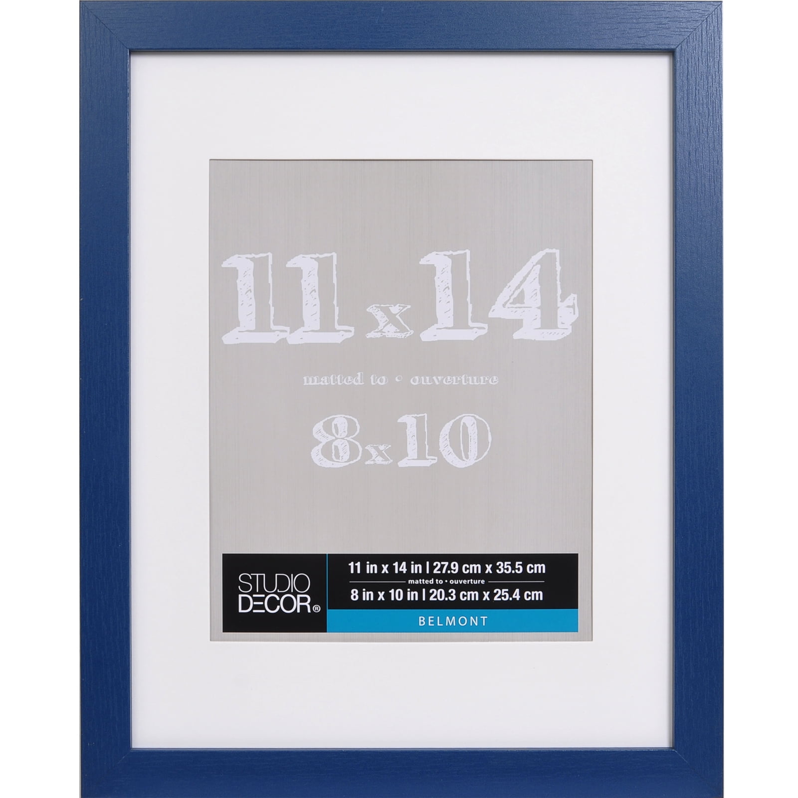11" x 14" Sapphire Blue Wood Picture Frame with White Mat
