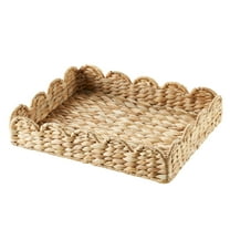 Home Decor Collection 11" x 14" Scalloped Woven Natural Water Hyacinth Decorative Tray