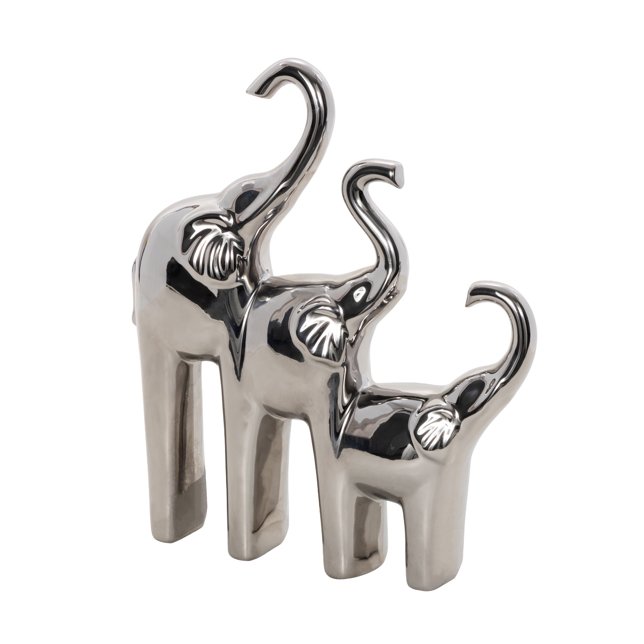 11" x 14" Silver Ceramic Elephant Sculpture, by DecMode