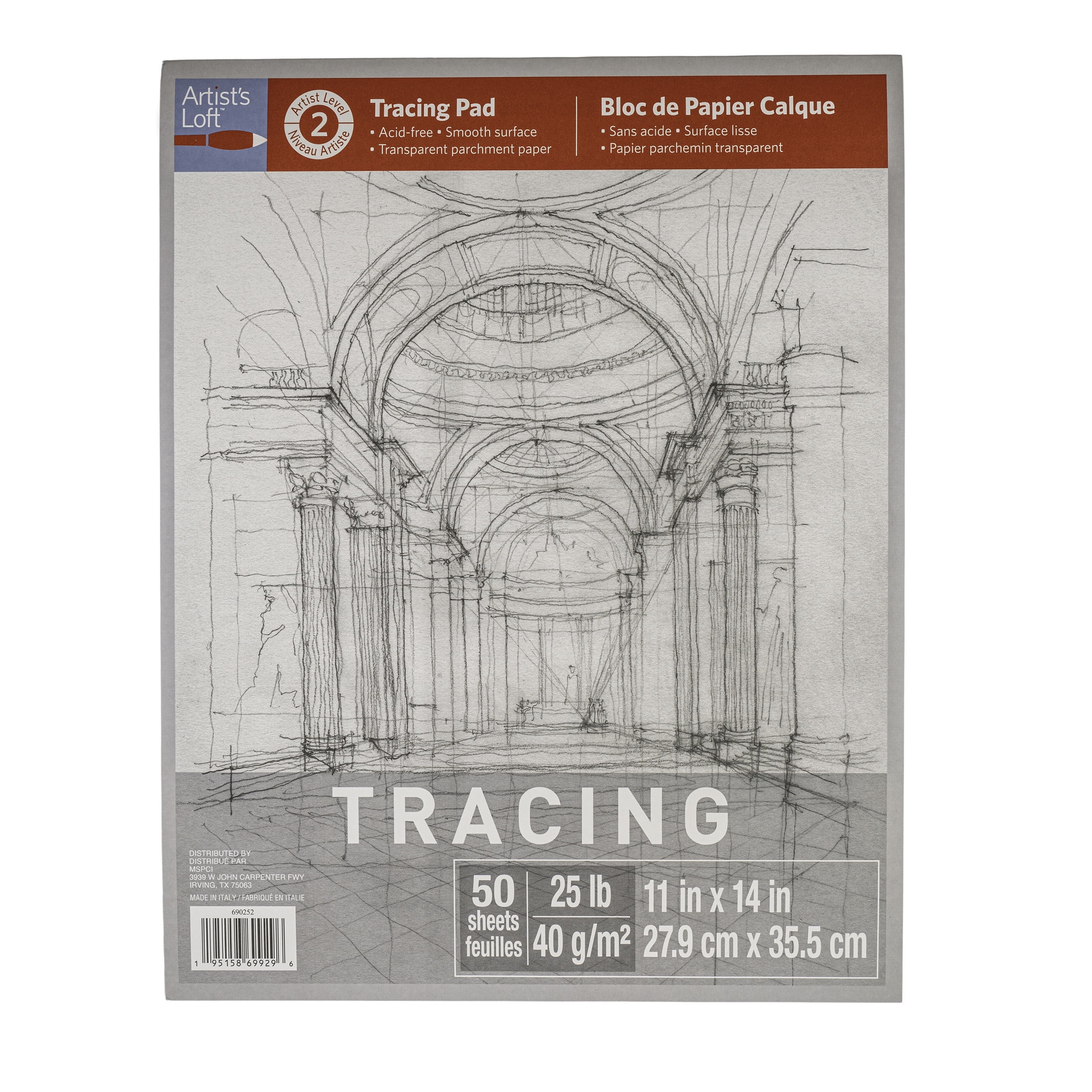 11" x 14" Tracing Pad by Artist's Loft - Transparent - Acid-Free Parchment Paper – Smooth Surface with Fold-Over Cover - 15 Pack