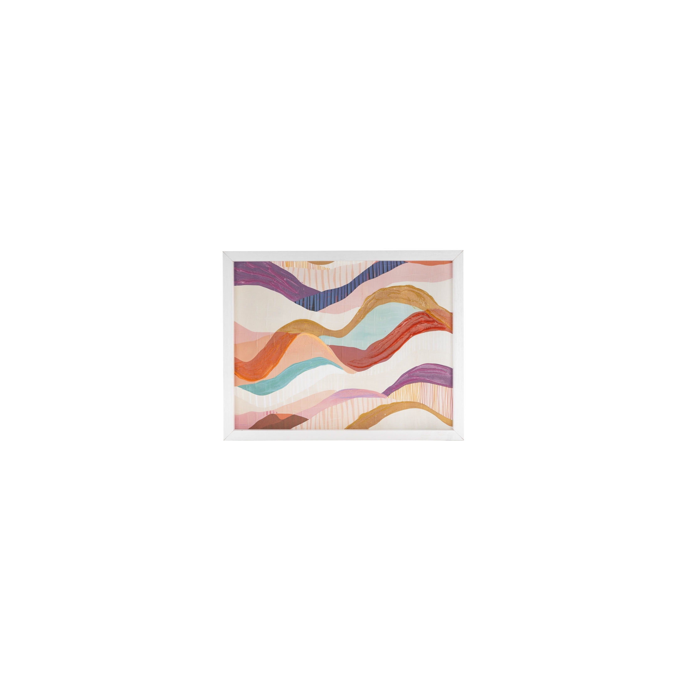 11" x 14" Wavy Abstract Framed Wall Art with White Frame, by DecMode