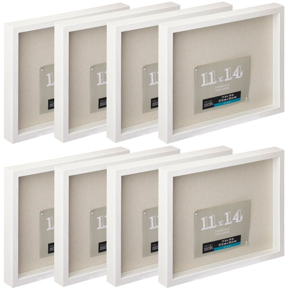 11" x 14" White Belmont Shadow Box by Studio Decor - Memory Box Display Case for Keepsakes - Mementos - Memorabilia - Bulk 8 Pack