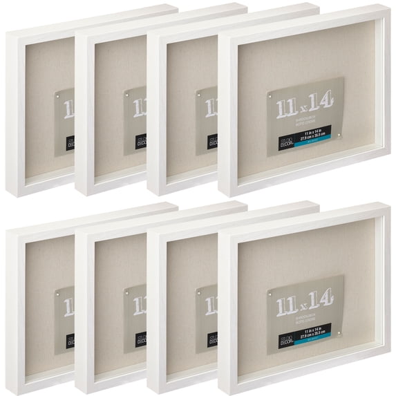 11" x 14" White Belmont Shadow Box by Studio Decor - Memory Box Display Case for Keepsakes - Mementos - Memorabilia - Bulk 8 Pack