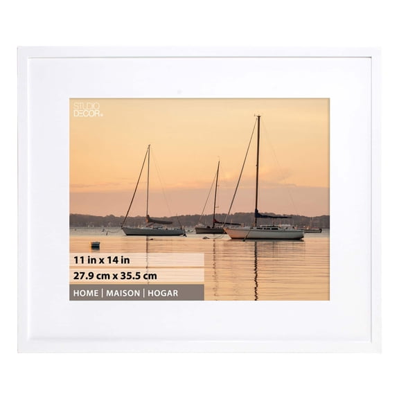 11" x 14" White Home Hampton Frame by Studio Decor - Includes Pre-attached Hanging Hardware - Horizontal or Vertical Display - 1 Pack
