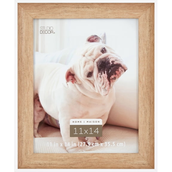 Studio Decor 11" x 14" White & Natural Homw Picture Frame - Includes Pre-attached Hanging Hardware, Horizontal or Vertical Display - 1 Pack