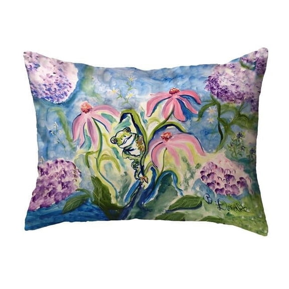 11 x 14 in. Frog & Pink Flowers Small Noncorded Pillow