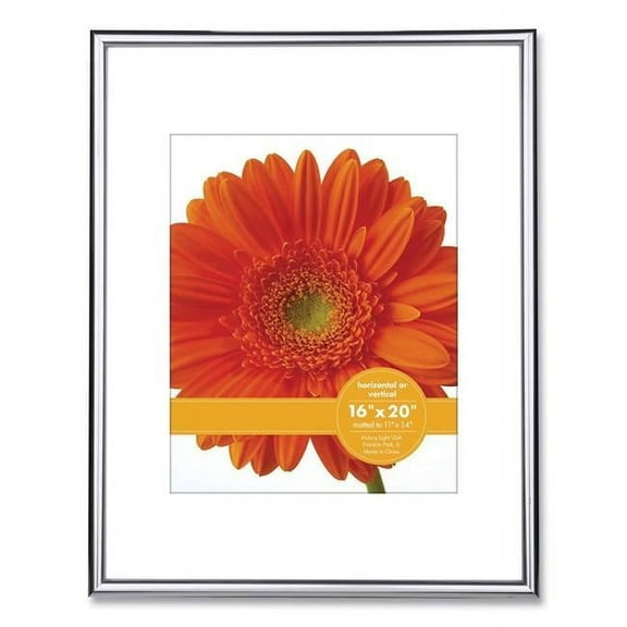 11 x 14 in. Metallic Poster Frame with Mat, Silver & Black