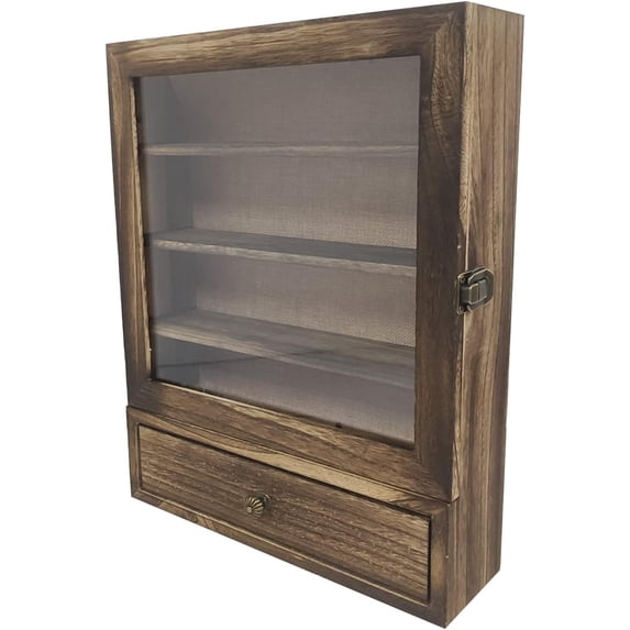 11 x 14inch Shadow Box Frame with 1 Drawer 3 Removable Shelfs–Wooden Acrylic Display Cases, for Wall Mount and Tabletop Display Picture Flower Keepsake (Carbon)