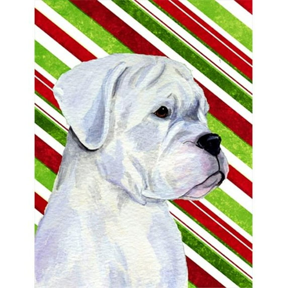 11 x 15 In. Boxer Candy Cane Holiday Christmas Flag, Garden Size