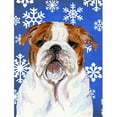 thumbnail image 1 of 11 x 15 In. Bulldog English Winter Snowflakes Holiday Flag, Garden Size, 1 of 1