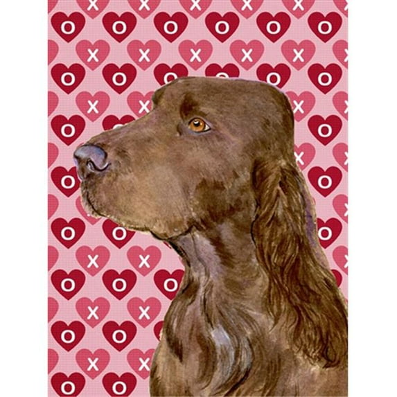 11 x 15 In. Field Spaniel Hearts Love And Valentines Day Portrait Flag, Garden Size