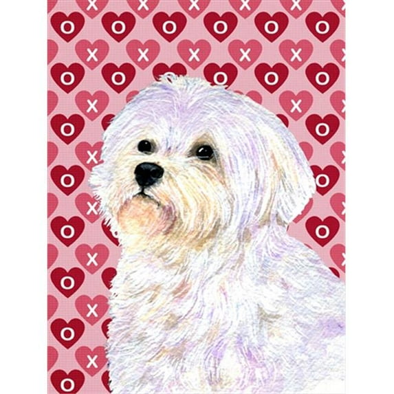 11 x 15 In. Maltese Hearts Love And Valentines Day Portrait Flag, Garden Size