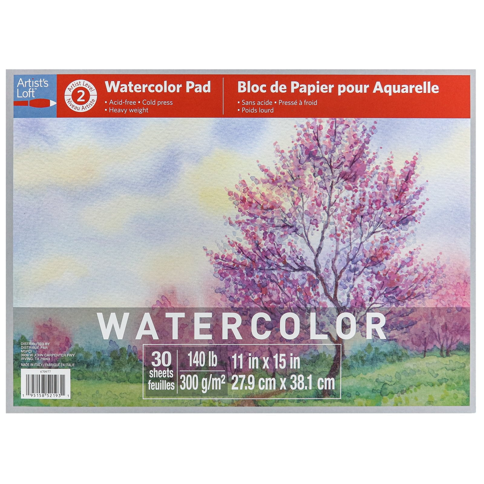 Artist's Loft 11" x 15" Watercolor Pad - Heavyweight and Acid Free Paper for Watercolor Paint - Bulk 9 Pack