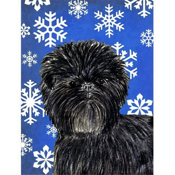 11 x 15 in. Affenpinscher Winter Snowflakes Holiday Flag Garden Size