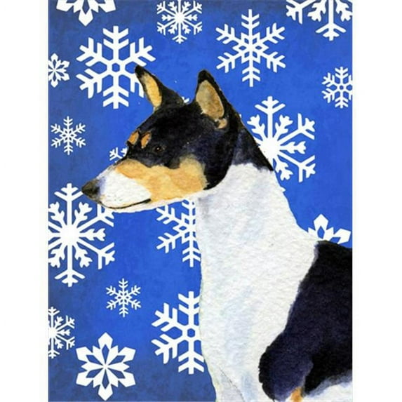11 x 15 in. Basenji Winter Snowflakes Holiday Flag Garden Size