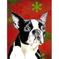 thumbnail image 1 of 11 x 15 in. Boston Terrier Red Green Snowflakes Christmas Garden Size Flag, 1 of 1