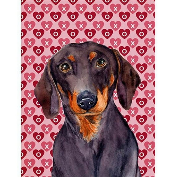 11 x 15 in. Dachshund Hearts Love And Valentines Day Portrait Flag Garden Size