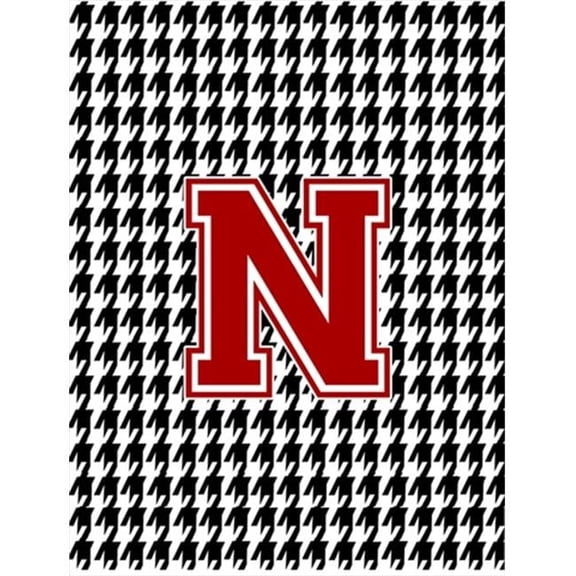 11 x 15 in. Houndstooth Black N Monogram Initial Garden Size Flag