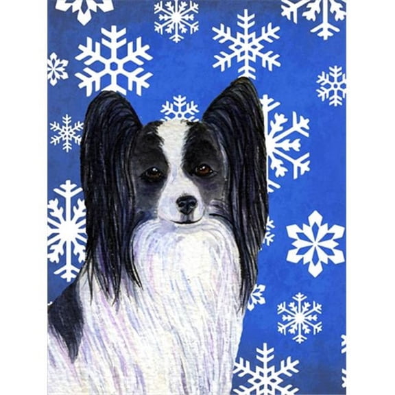 11 x 15 in. Papillon Winter Snowflakes Holiday Flag Garden Size
