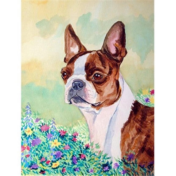 11 x 15 in. Red and White Boston Terrier Garden Size Flag