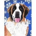 thumbnail image 1 of 11 x 15 in. Saint Bernard Winter Snowflakes Holiday Garden Size Flag, 1 of 1