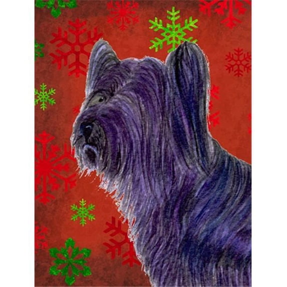 11 x 15 in. Skye Terrier Red Green Snowflake Holiday Christmas Flag Garden Size