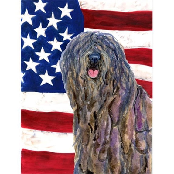 11 x 15 in. USA American Flag with Bergamasco Sheepdog Garden Size Flag