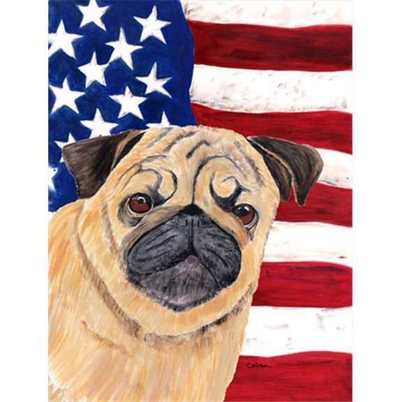 11 x 15 in. Usa American Flag With Pug Flag Garden Size