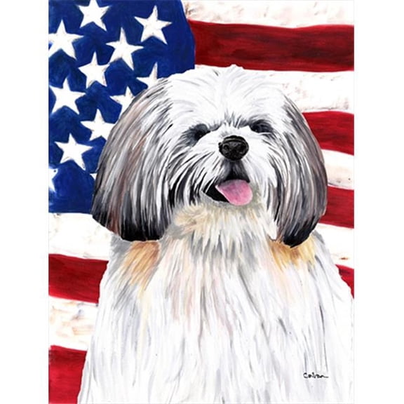 11 x 15 in. Usa American Flag With Shih Tzu Flag Garden Size
