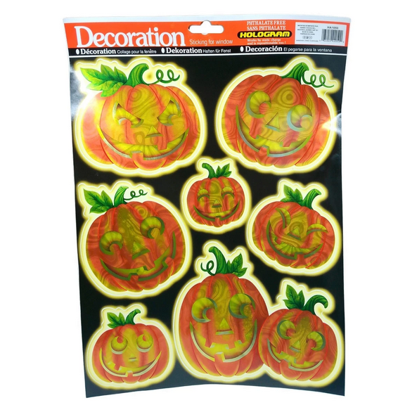 11 in x 16 in Hologram Halloween Window Decorations, Peel, Stick Panel with Bats, Ghosts, Pumpkins, Skulls, Fun Spooky Holiday Décor for Windows, Parties, Home, Classroom, Any Occasions