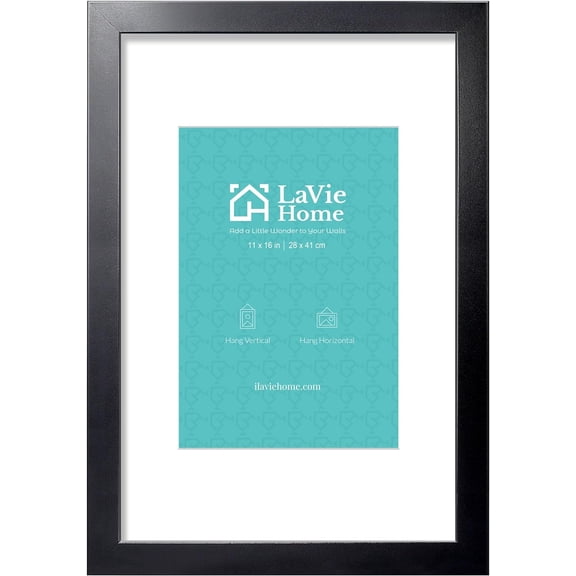 11 x 16 Picture Frame Black Poster Frame,Display Pictures 7x10 with Mat or 11x16 Without Mat, Stable and Sturdy Frame and Polished Plexiglass, Horizontal and Vertical Format of The Walls