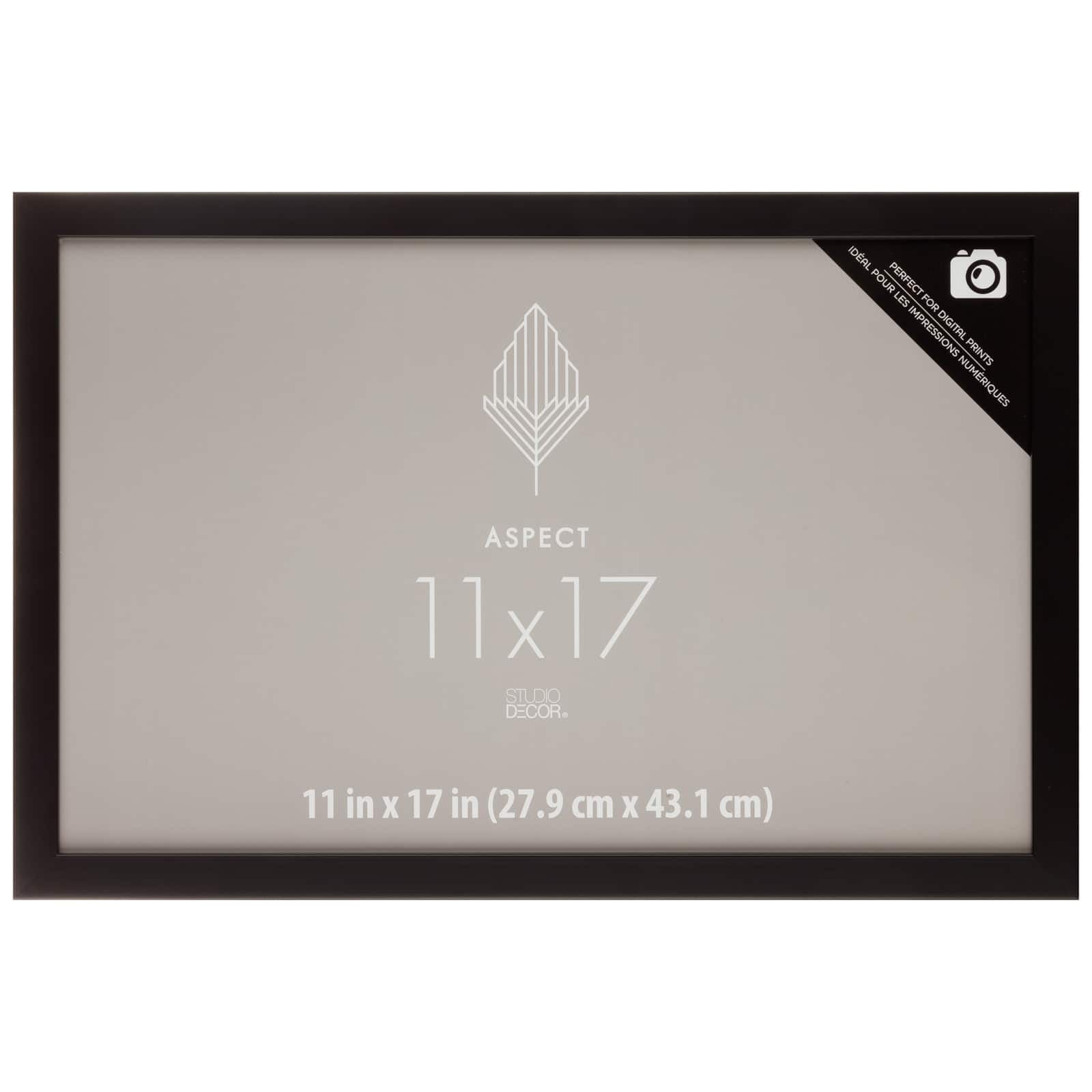 Studio Decor 11" x 17" Black Aspect Narrow Frame - Includes Pre-attached Hanging Hardware, Horizontal or Vertical Display - 1 Pack