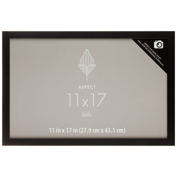 11" x 17" Black Aspect Narrow Frame by Studio Decor - Includes Pre-attached Hanging Hardware - Horizontal or Vertical Display - 1 Pack