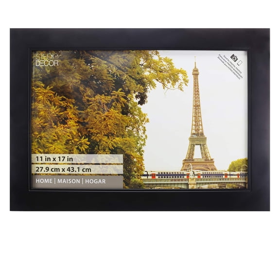 Studio Decor 11" x 17" Black Home Studio Frame - Includes Pre-attached Hanging Hardware, Horizontal or Vertical Display - 1 Pack