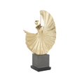 thumbnail image 1 of 11" x 17" Gold Polystone Ballet Dancer Sculpture with Elevated Black Base, by DecMode, 1 of 9