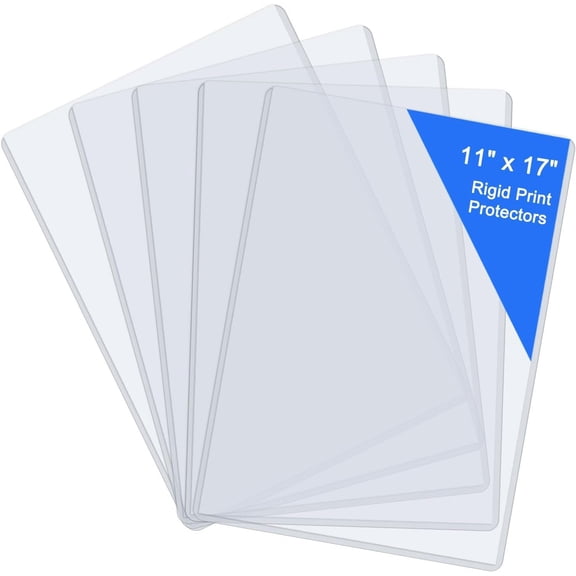 11" x 17" Hard Plastic Sheet Protectors, Menu Rigid Print Protectors, Clear Certificate Protectors, Paper Sleeves Photo Plastic Sleeves Document Holder, Birth Certificate Protector (5 Pack)