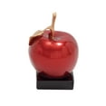 thumbnail image 1 of 11" x 17" Red Polystone Apple Fruit Sculpture with Black Base, by DecMode, 1 of 15