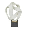 thumbnail image 1 of 11" x 17" White Polystone Ribbon Line Abstract Sculpture with Black Base, by DecMode, 1 of 8