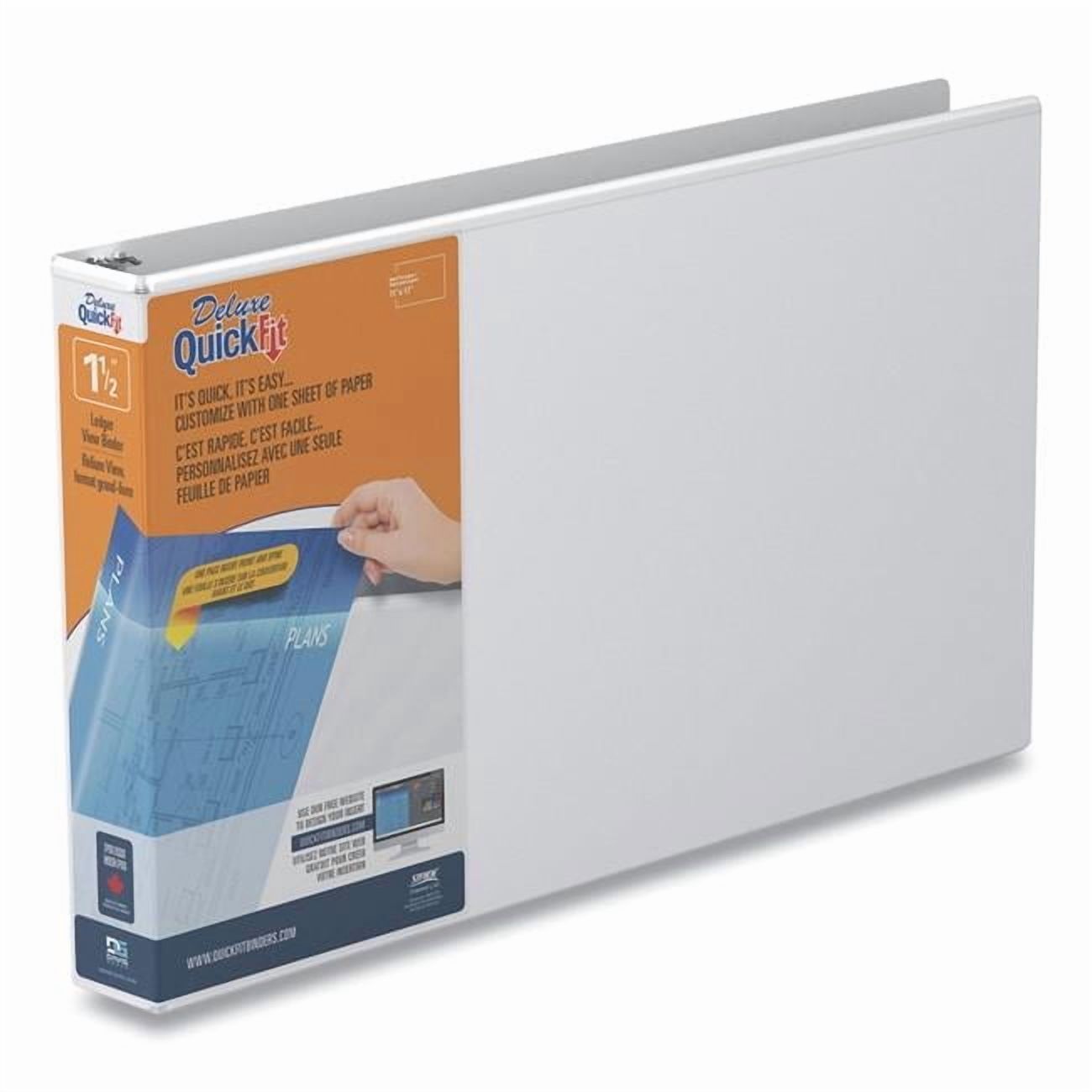 11 x 17 in. Quick Fit Angle 3 D-Ring Deluxe Ledger Spreadsheet View Binder, White