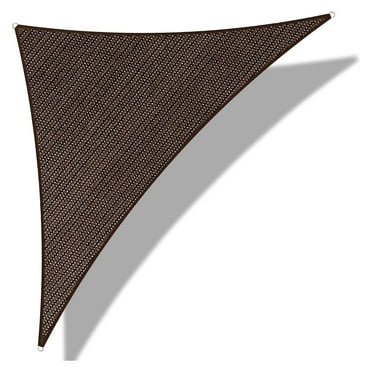 11' x 17' x 20.2' Triangle Sun Shade Sail Canopy UV Block Fabric Shelter Cloth Screen Awning for Outdoor Patio Garden - 185 GSM, 95% UV Block, Heavy Duty, Customized, Brown